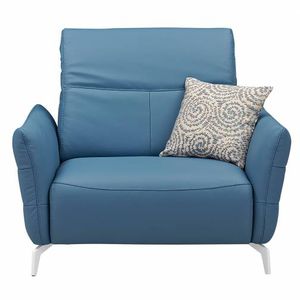 contemporary armchair / leather / blue
