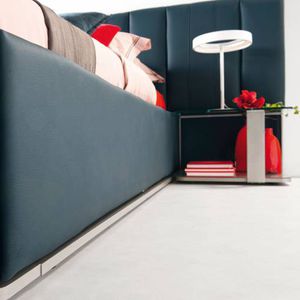 contemporary bedside table / metal / glass / rectangular