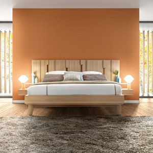 double bed / contemporary / with headboard / melamine