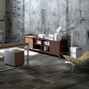 low filing cabinet / melamine / with hinged door / contemporary
