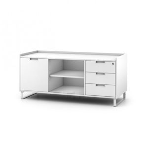 low filing cabinet / wooden / melamine / with hinged door