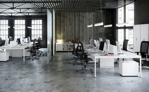 workstation desk / wooden / contemporary / commercial
