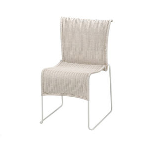 contemporary chair / wicker / stainless steel / upholstered