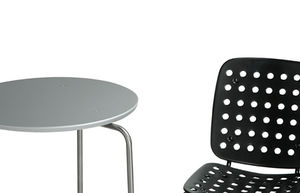 contemporary table / zinc / stainless steel / round