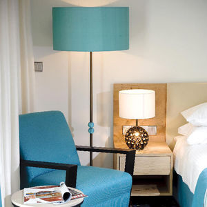 floor-standing lamp / contemporary / silk / blue