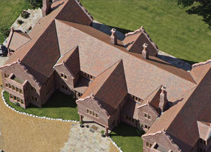 flat roof tile / clay / double