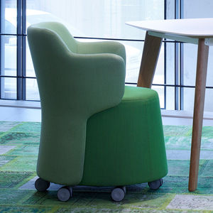 contemporary visitor armchair / fabric / on casters / gray