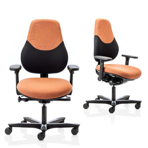 contemporary executive chair / leather / fabric / on casters