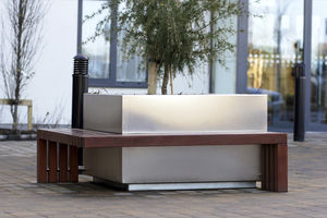 stainless steel planter / wooden / rectangular / contemporary