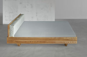 single bed / contemporary / solid wood / leather