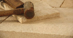 outdoor tile / for floors / limestone / brushed