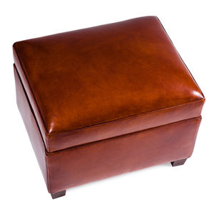 traditional footrest / leather / wooden