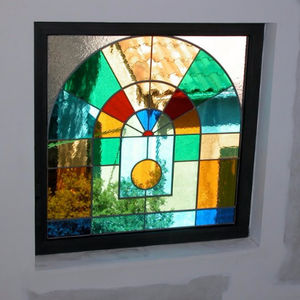 tilt-and-turn window / aluminum / stained glass