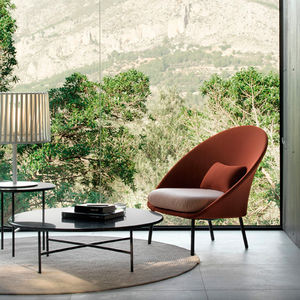 contemporary armchair / fabric / aluminium / with removable cushion