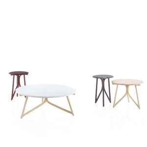 contemporary coffee table / solid wood / rattan / natural stone