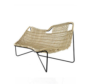contemporary sofa / steel / rattan / 2-person