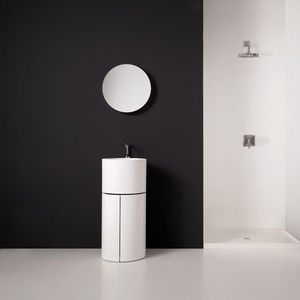 free-standing washbasin cabinet / Solid Surface / design / with mirror