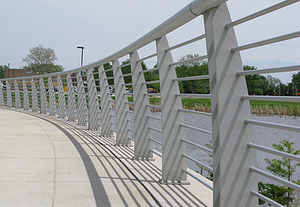 stainless steel railing / aluminum / with bars / outdoor