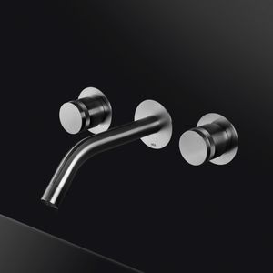 double-handle washbasin mixer tap / built-in / stainless steel / bathroom