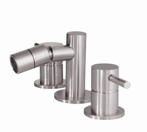 bidet double-handle mixer tap / free-standing / stainless steel / bathroom