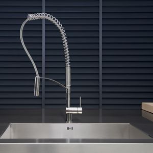 stainless steel mixer tap / kitchen / 1-hole / swivel spout