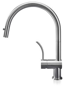stainless steel mixer tap / kitchen / 1-hole / with pull-out spray