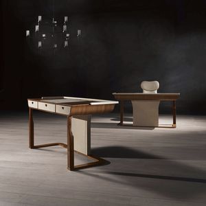wooden desk / leather / contemporary