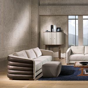 traditional sofa / fabric / 3-seater / beige