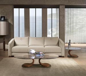 contemporary coffee table / walnut / oval