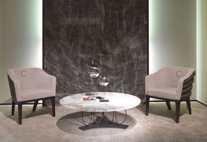 traditional coffee table / marble / round
