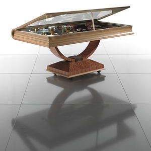 traditional coffee table / rosewood / glass / rectangular