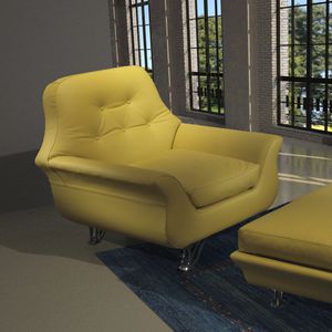 traditional armchair / fabric / with footrest