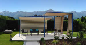 self-supporting pergola / aluminum / PVC fabric sliding canopy