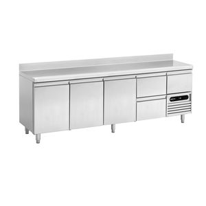 stainless steel prep table / refrigerated / height-adjustable