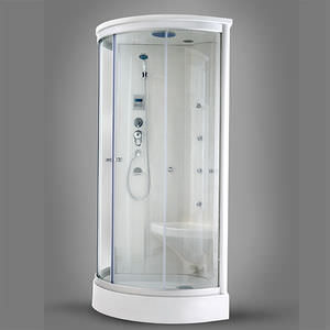 steam shower cubicle / glass / circular / with hinged door