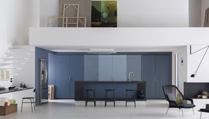 contemporary kitchen / ash / hidden / island