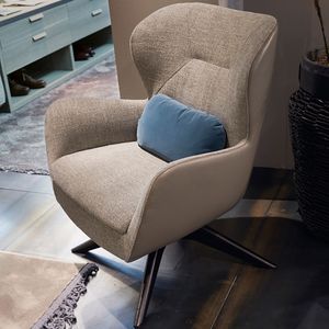 contemporary armchair / fabric / wooden / swivel