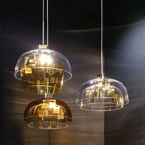pendant lamp / contemporary / bronze / blown glass