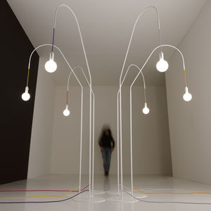 floor-standing lamp / contemporary / brass / iron