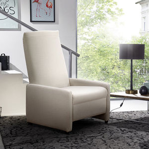 contemporary armchair / leather / on casters / high-back