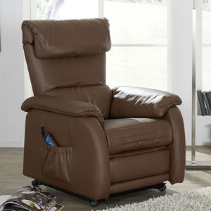 leather massage armchair / with footrest / with headrest / ergonomic