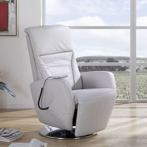 leather massage armchair / with footrest / with headrest