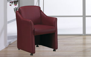 contemporary armchair / leather / on casters / bridge