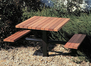 contemporary table / wooden / recycled plastic / square