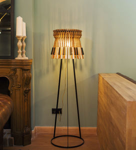 floor-standing lamp / original design / iron / wooden