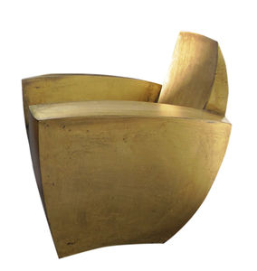 original design armchair / leather / metal / with concealed casters