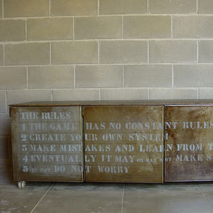 industrial style sideboard / oak / steel / custom