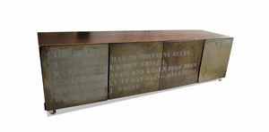 industrial style sideboard / oak / steel / custom