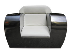 original design armchair / leather / stainless steel / club
