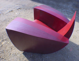 original design armchair / leather / lacquered metal / with concealed casters